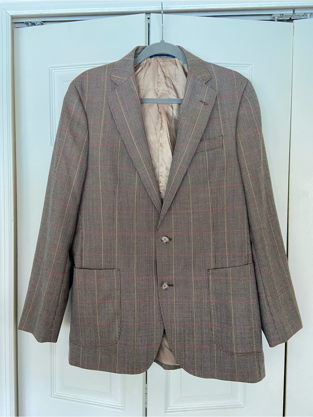 Brooks Brothers Brown Windowpane Sport Coat with Subtle Red Check